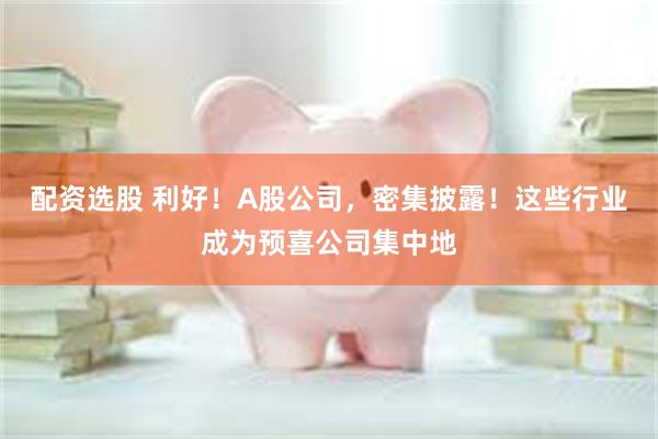 配资选股 利好！A股公司，密集披露！这些行业成为预喜公司集中地